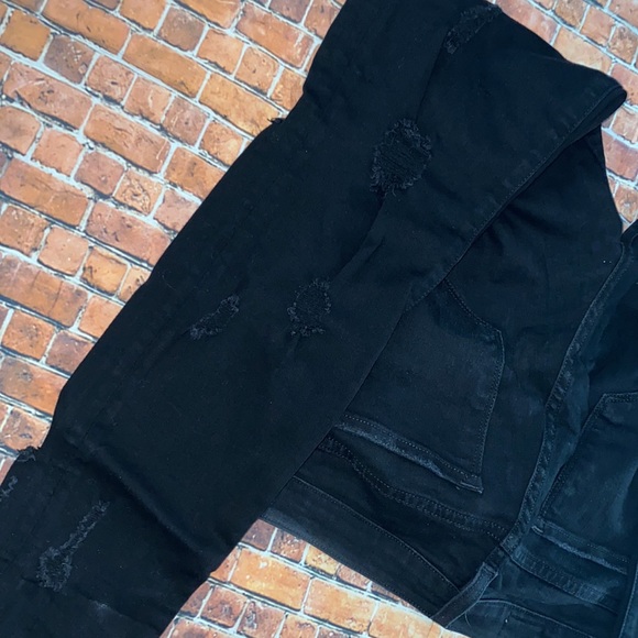 Black Stretch Distressed Skinny Jeans - Picture 4 of 8